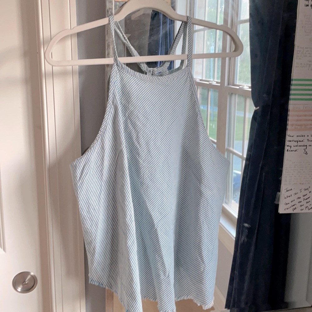 Light blue and white striped top